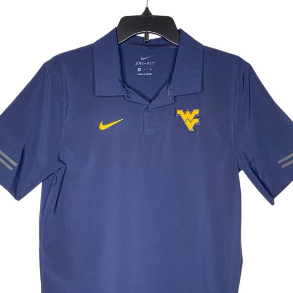 Nike West Virginia Mountaineers Coaches Performance Polo Size Small Blue Gold - Picture 2 of 8